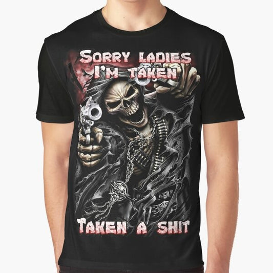 Edgy skull graphic t-shirt with cursed meme design