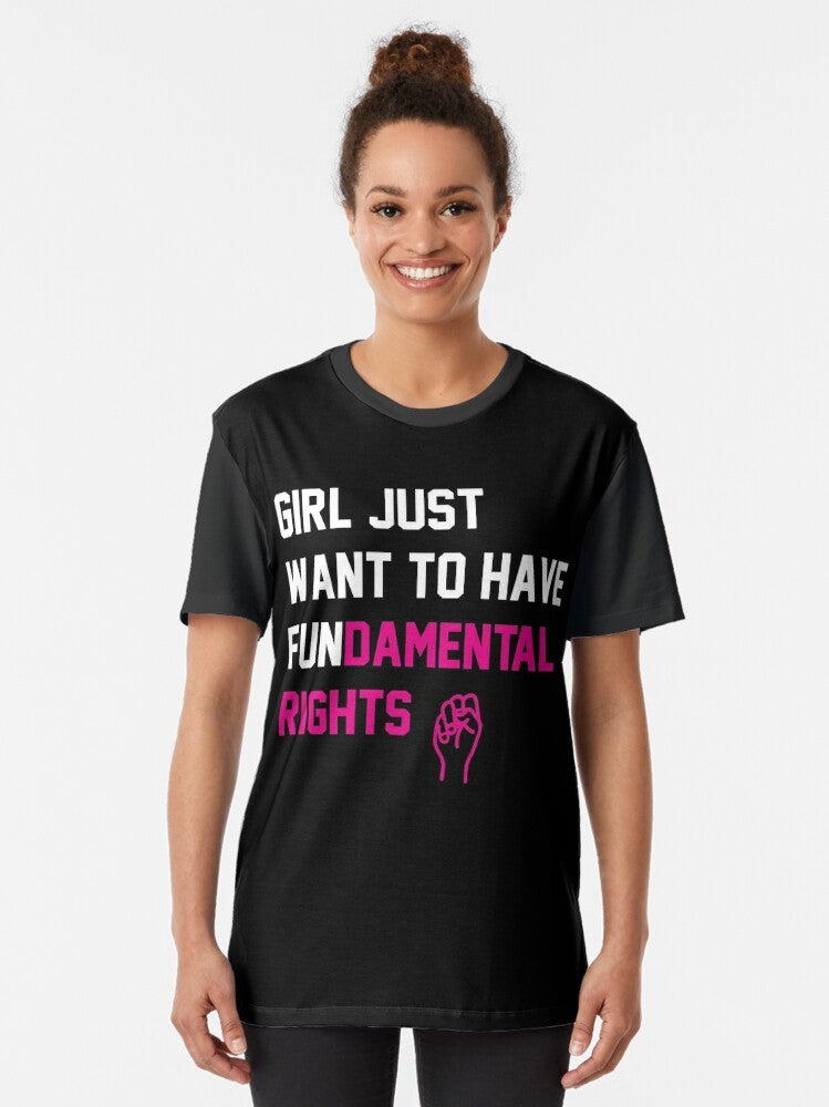 Cyndi Lauper "Girls Just Want to Have Fundamental Rights" graphic t-shirt design - Women