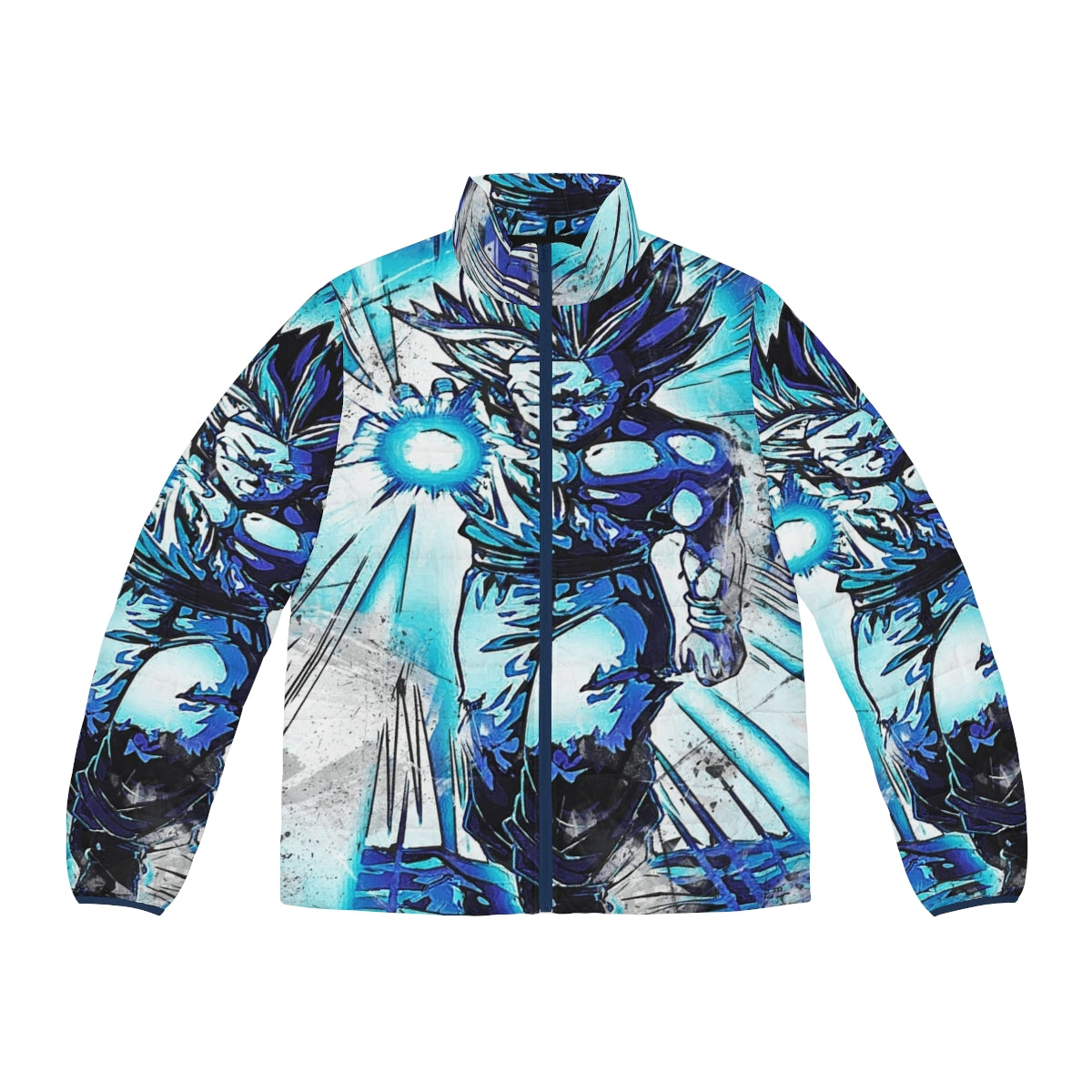 Gohan inspired puffer jacket with anime graphics