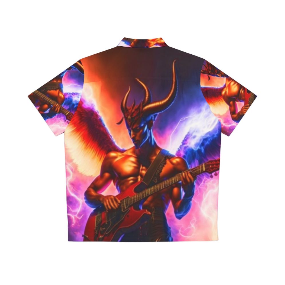 Satan's Guitar Hawaiian Shirt - Satanic Art Guitarist Music Shirt - Back