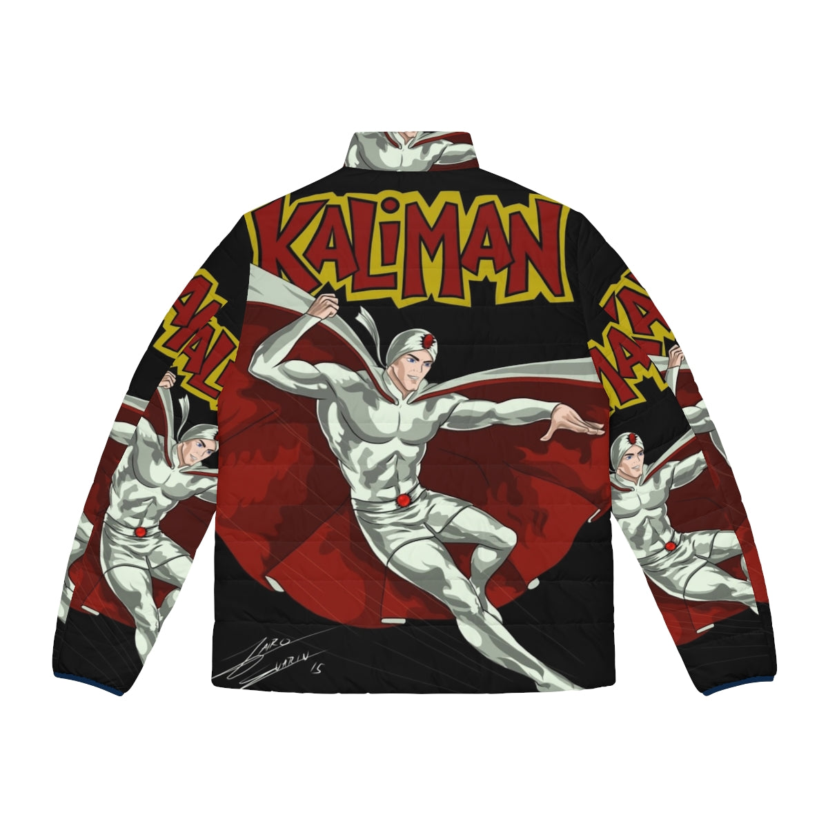 Kaliman Retro Puffer Jacket - Vintage Superhero Inspired Outerwear - Back