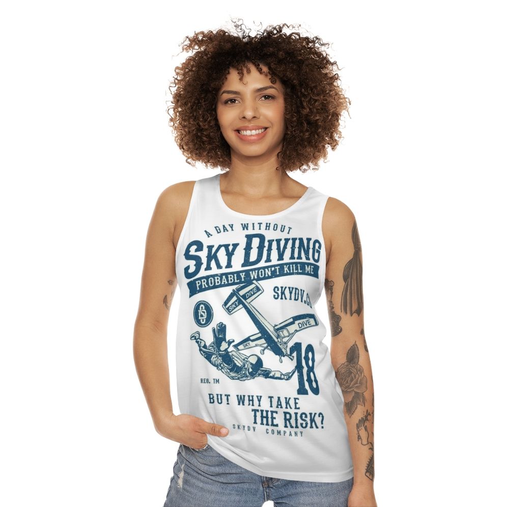 Skydiver skydiving funny saying irony humor unisex tank top - women