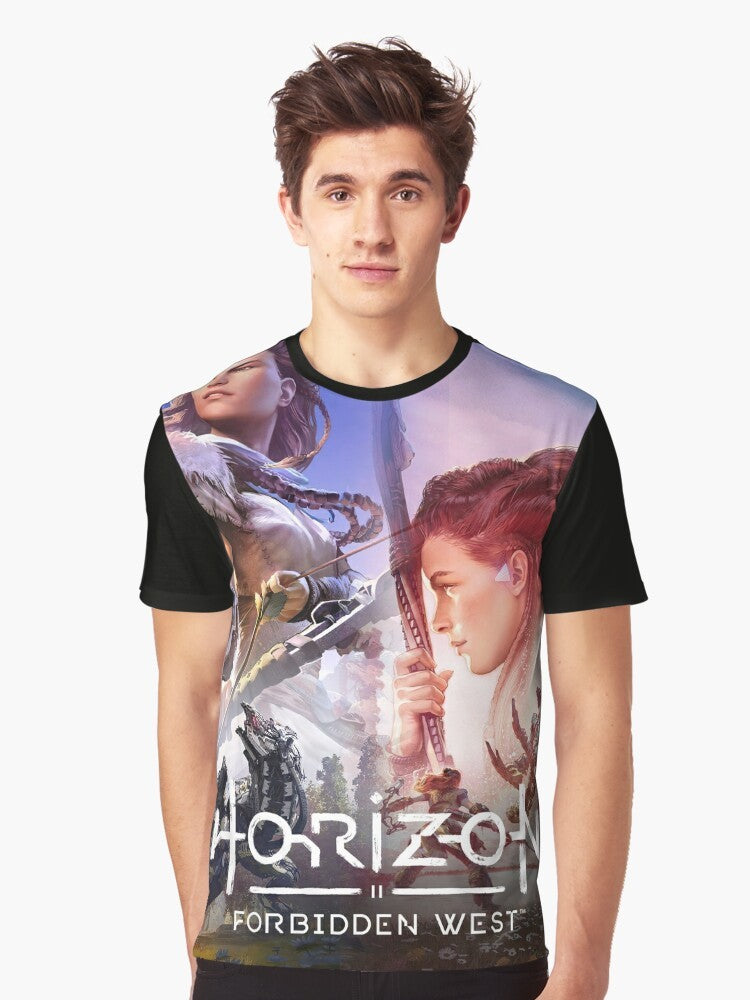 Horizon Forbidden West video game t-shirt featuring the character Aloy - Men