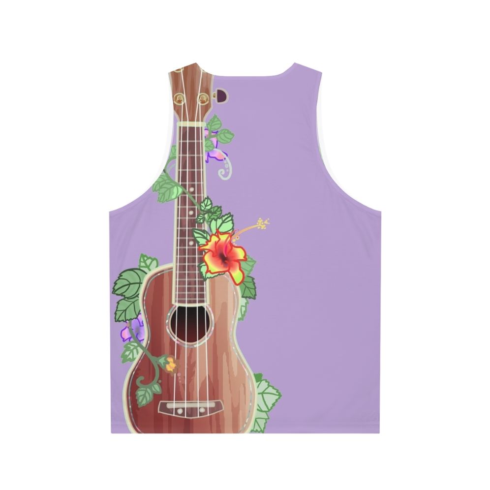 Koa ukulele inspired unisex tank top with floral design - Back