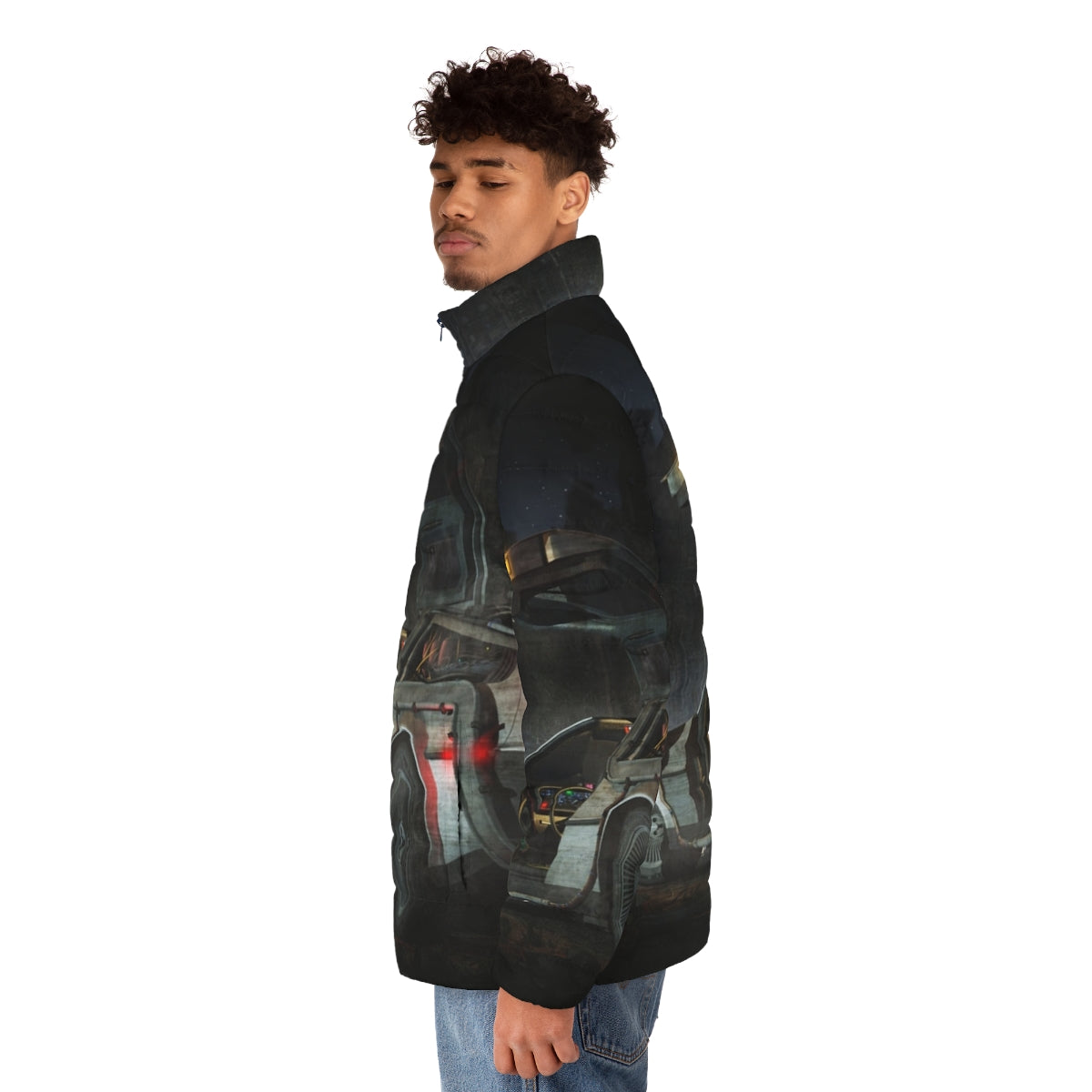 Retro puffer jacket inspired by the DeLorean from Back to the Future - men side left