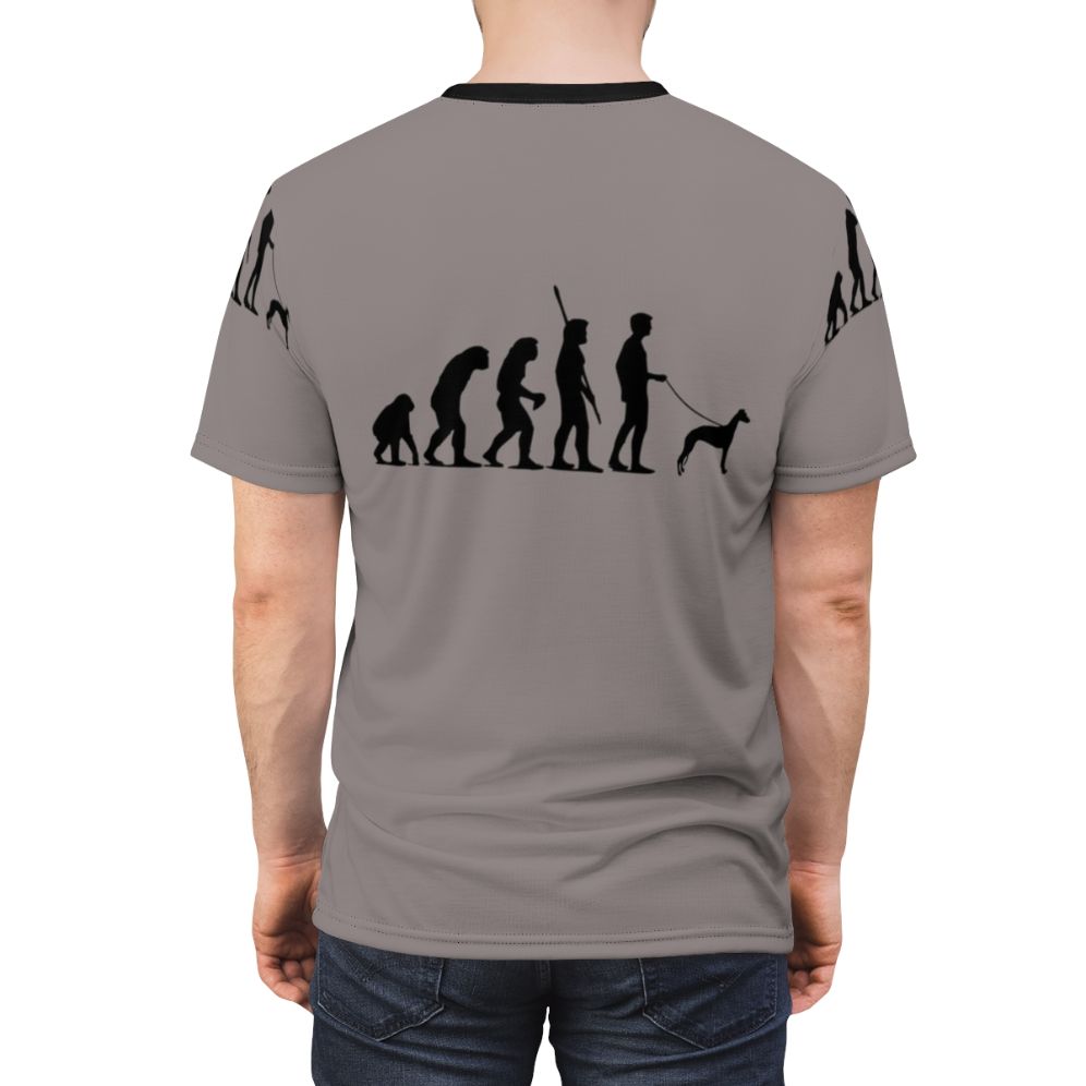 T-shirt featuring an evolutionary dog design - men back