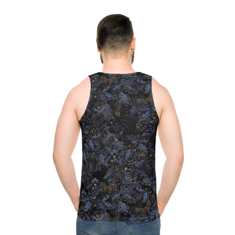 Moonlight Blue Unisex Tank Top with Camouflage and Nature Inspired Design - men back