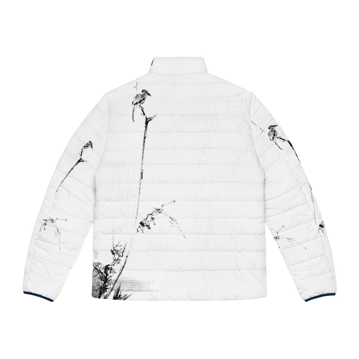 Miyamoto Musashi inspired koboku meikakuzu puffer jacket featuring sumi-e art - Back