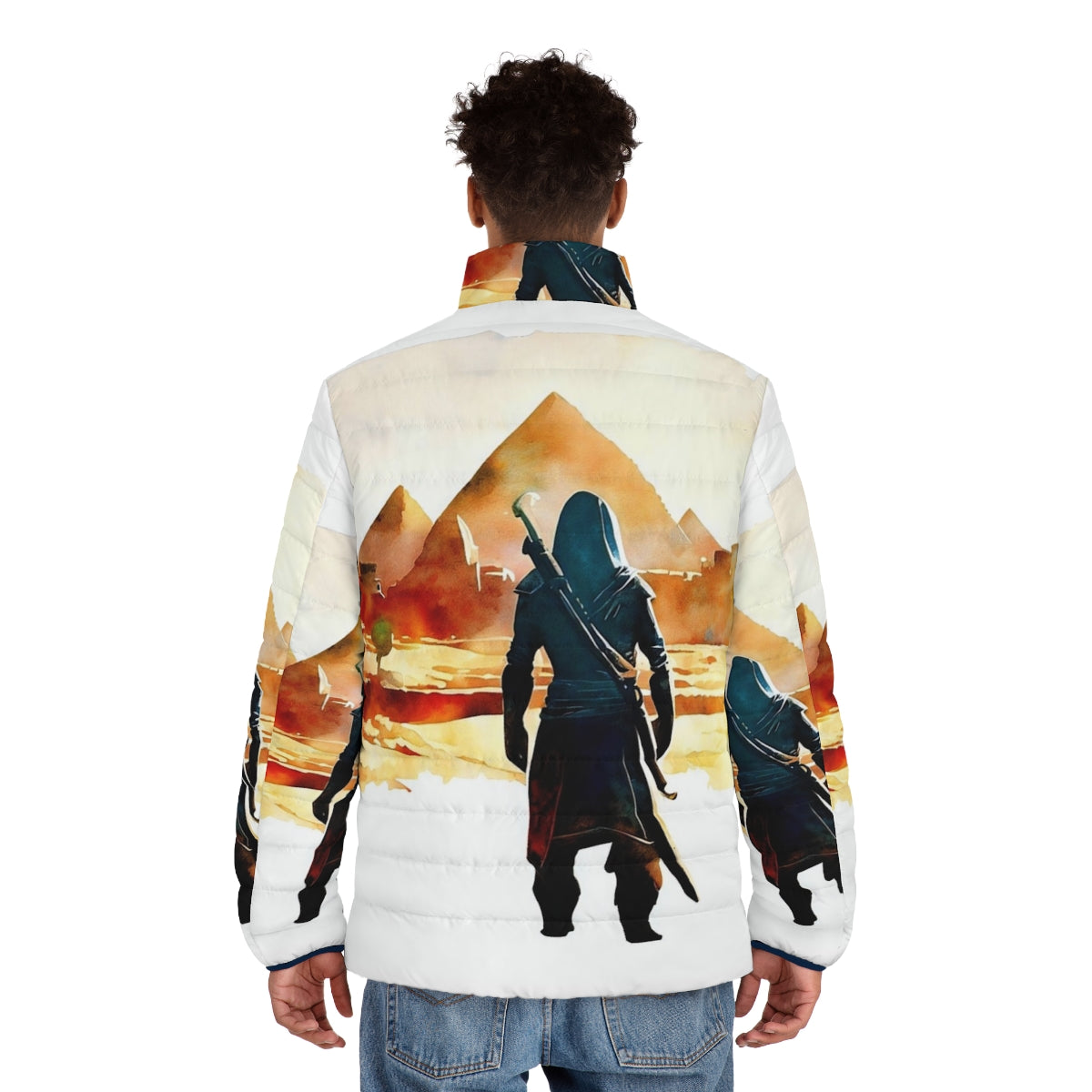 Assassin's Creed Origins Egypt Puffer Jacket featuring the iconic Assassin's Creed logo - men back