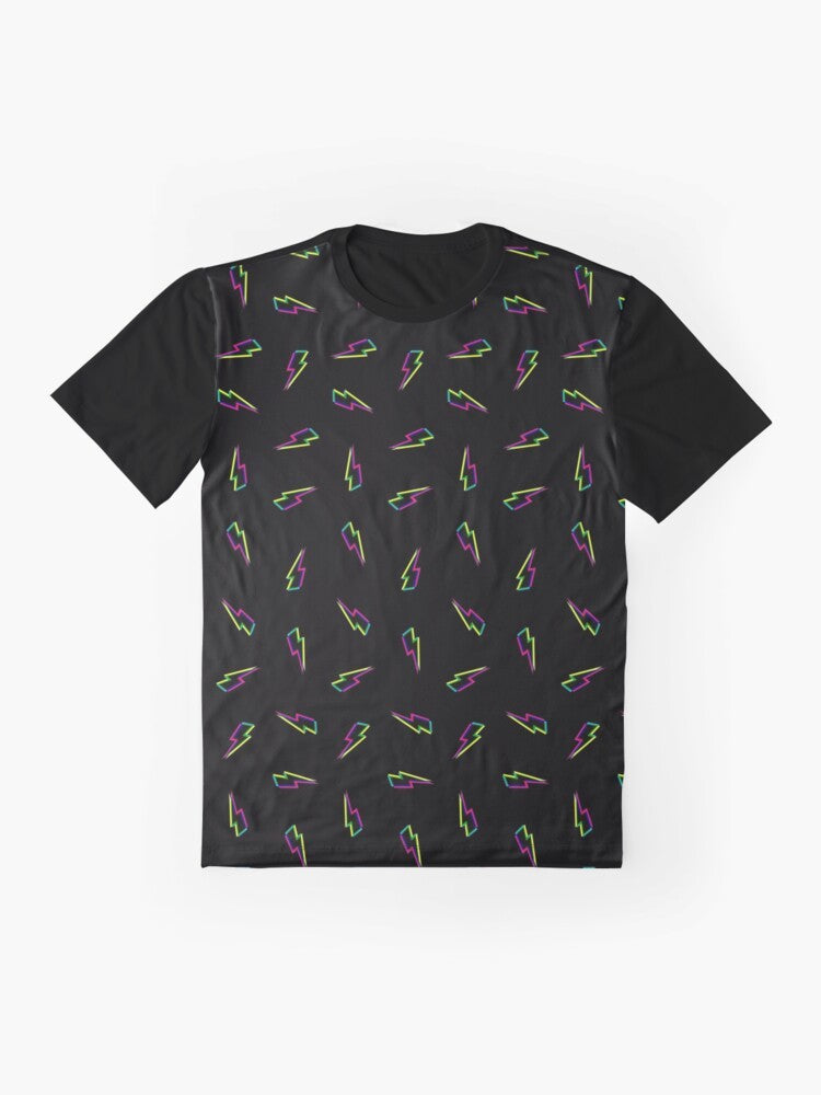 CMYK minimalist lightning bolt graphic t-shirt design - Flat lay