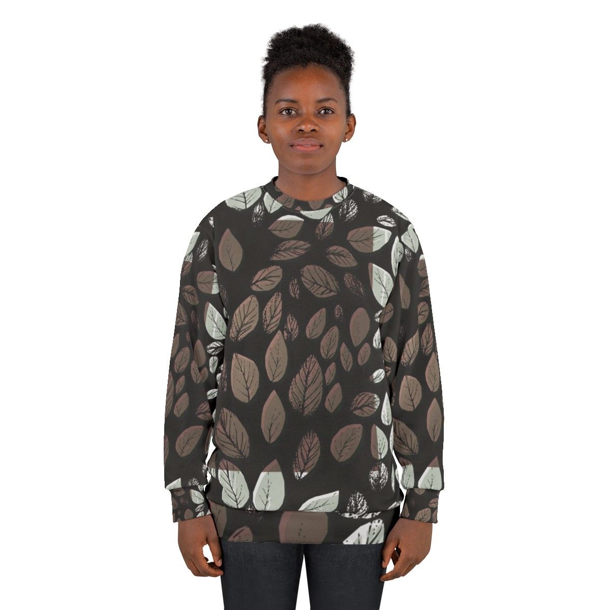 Leaves Desaturated Pattern Sweatshirt - women