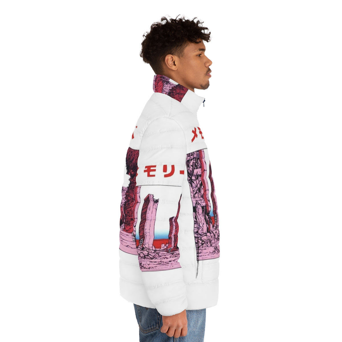 Katsuhiro Otomo Akira-inspired puffer jacket with vaporwave and cyberpunk design - men side right