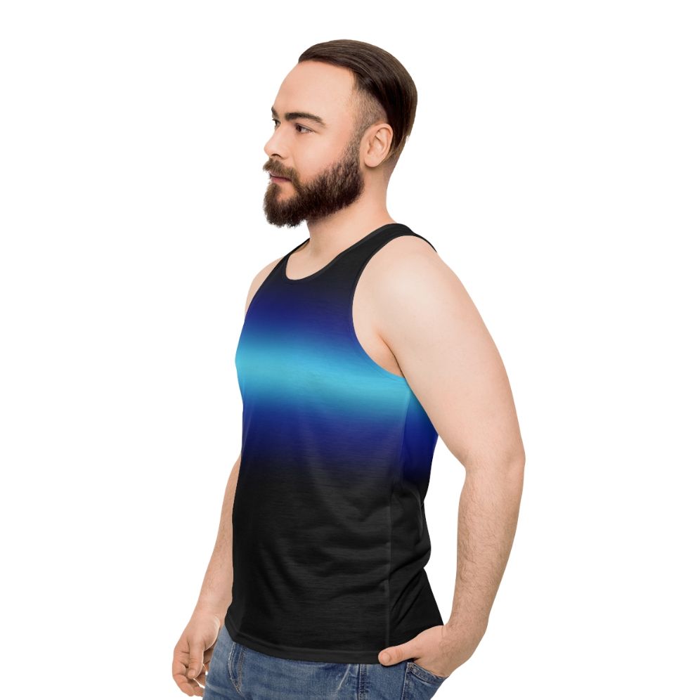 Son of Poseidon Unisex Tank Top with Blue Gradient Design - men side