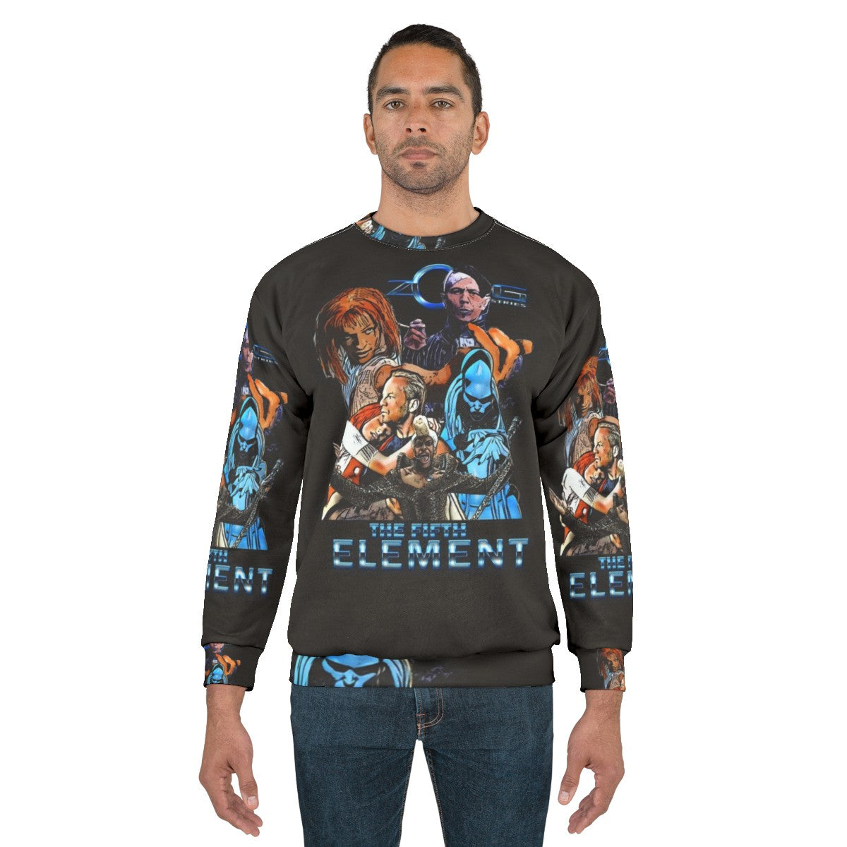 The Fifth Element Sweatshirt 2 featuring iconic sci-fi movie imagery - men