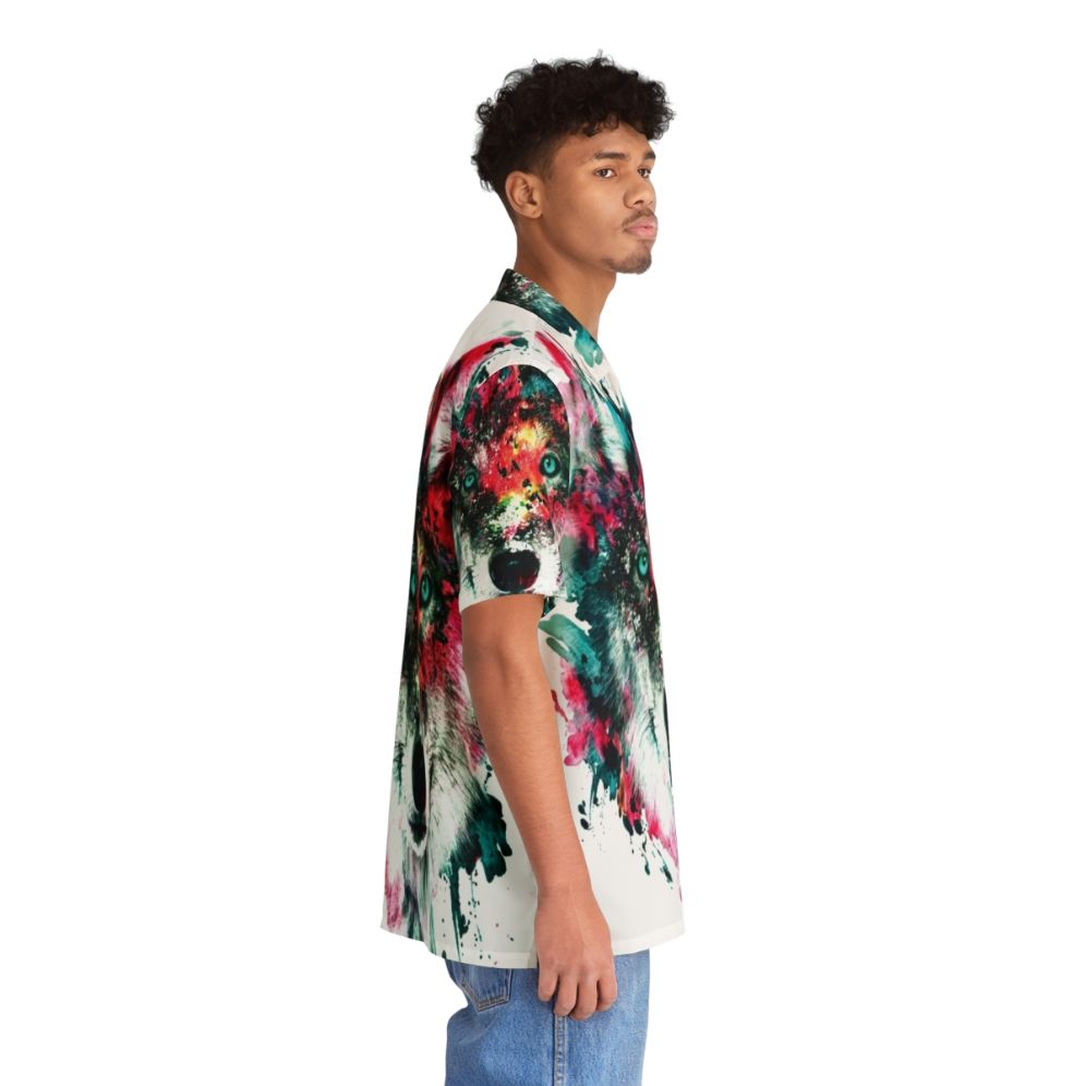 Colorful abstract wolf print Hawaiian shirt - People Pight