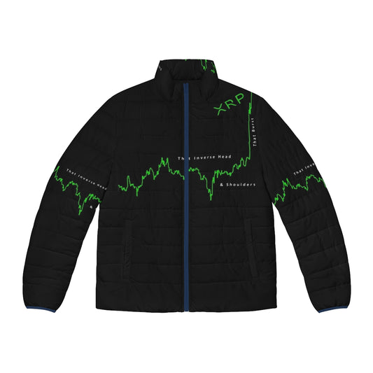 XRP Inverse H&S Edition Crypto Puffer Jacket featuring the Ripple cryptocurrency logo