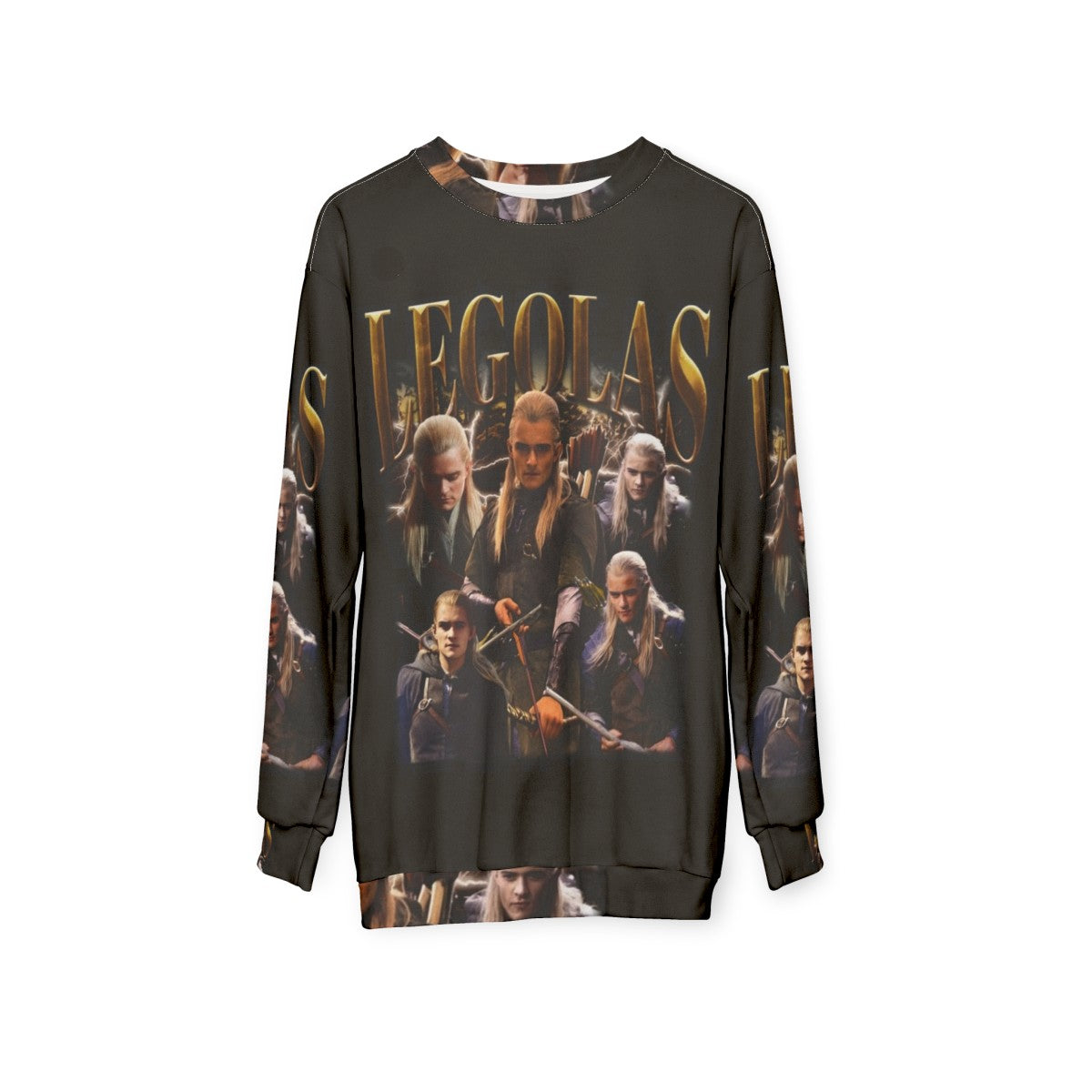 Retro Legolas sweatshirt featuring Orlando Bloom's iconic character from Lord of the Rings - hanging