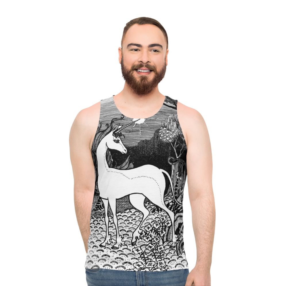 The Last Unicorn fantasy art graphic tee for unisex - men