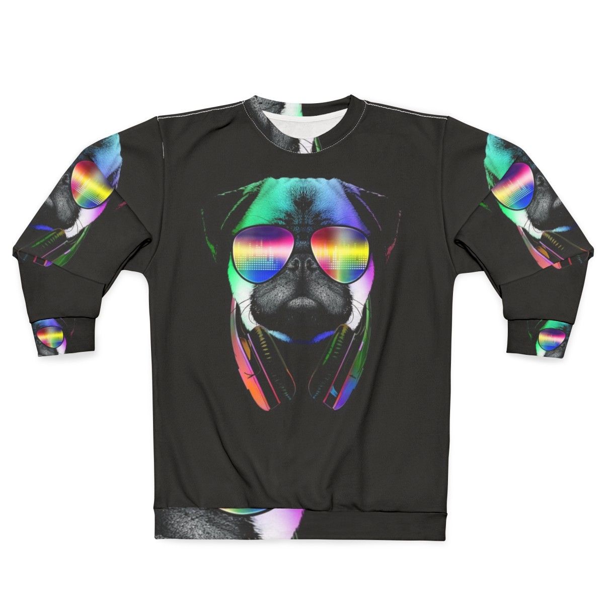 Pug music lover neon sweatshirt