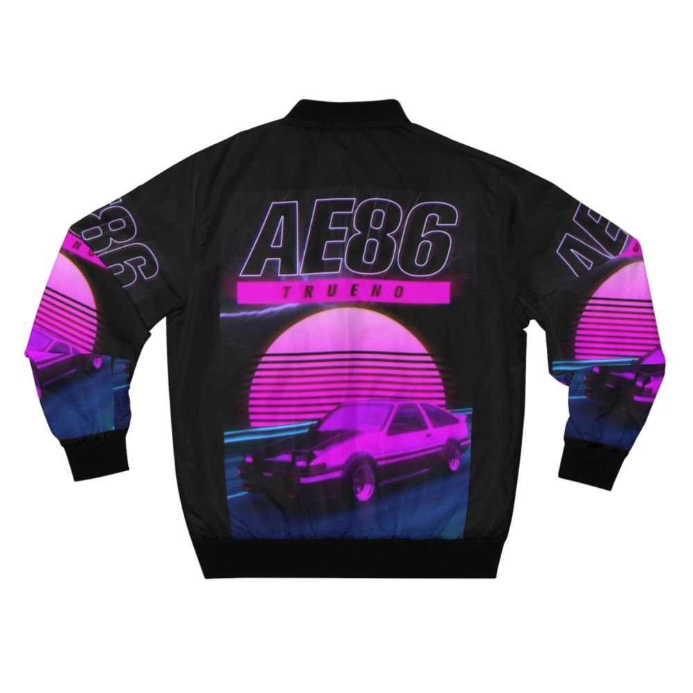 AE86 Retro Synthwave Poster Bomber Jacket - Back