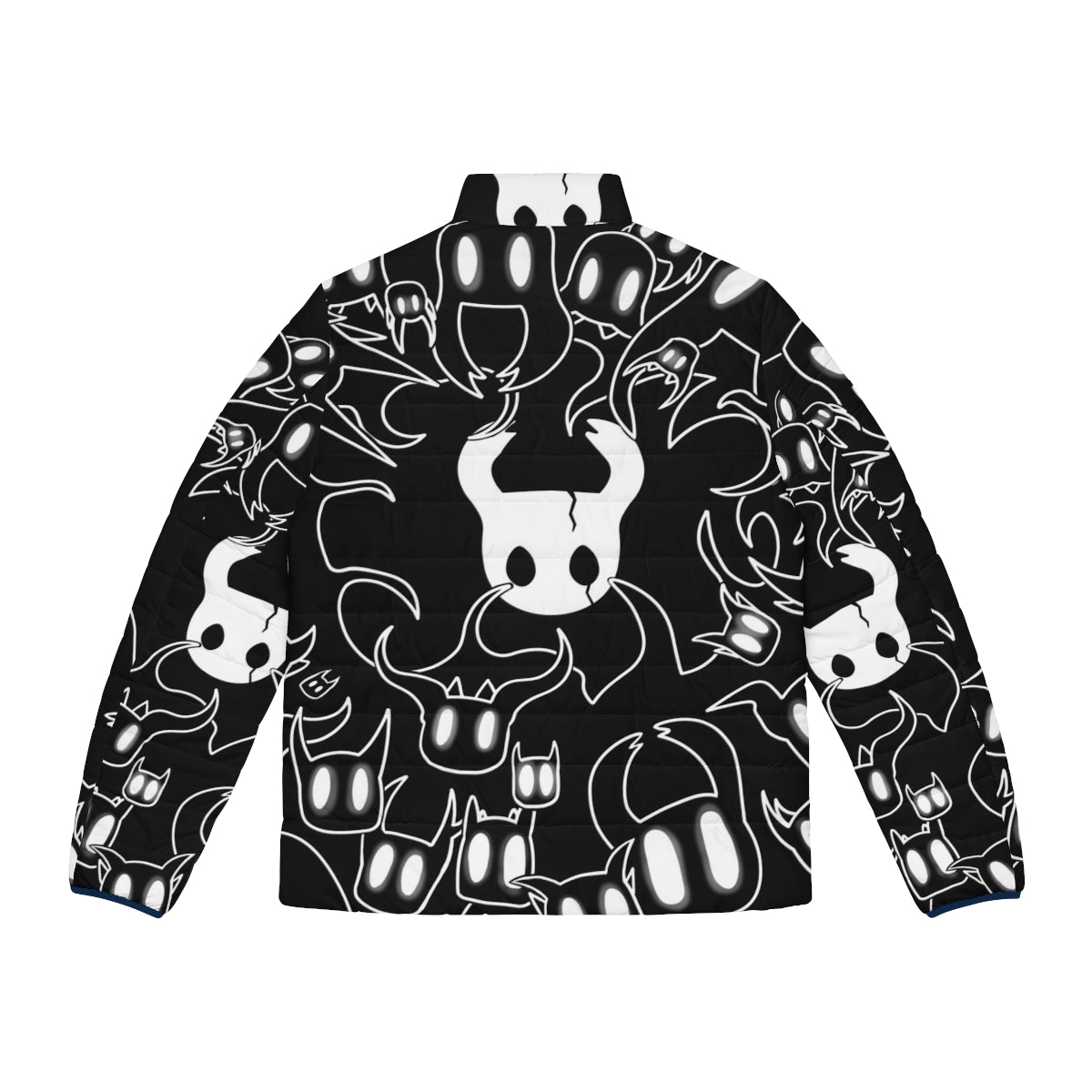 Hollow Knight doodle puffer jacket featuring the iconic knight character from the indie metroidvania game - Back