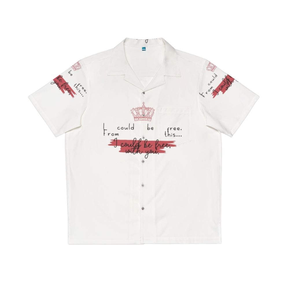 Minimal design Hawaiian shirt featuring "Young Royals" couple