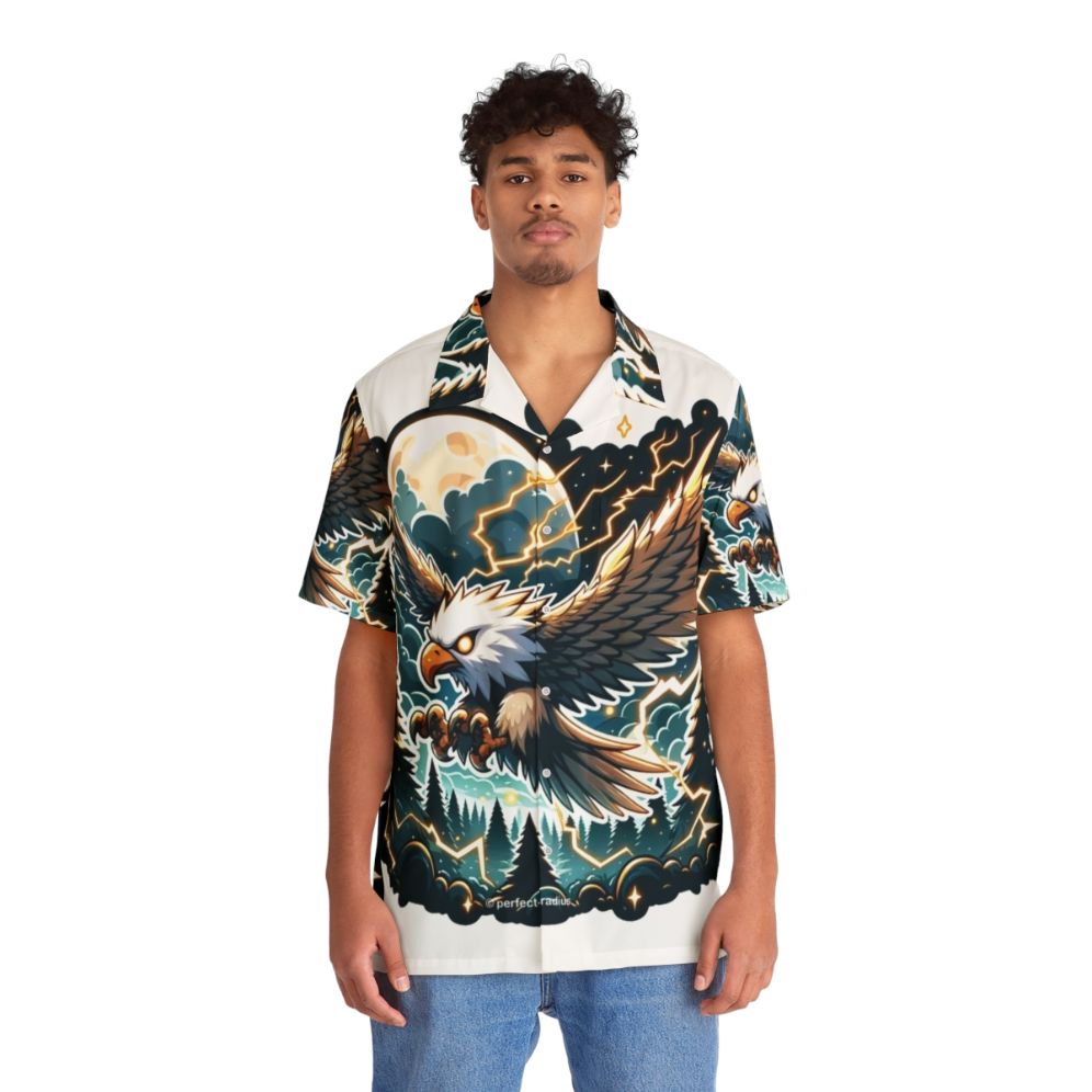 Legendary Thunder Eagle Hawaiian Shirt with Mythical Creatures and Tropical Patterns - People Front