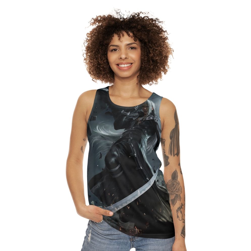 Sephiroth one-winged angel fantasy video game tank top - women