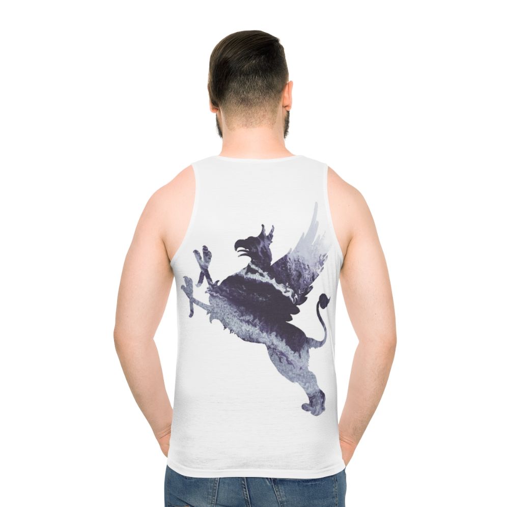 Gryphon unisex tank top with colorful abstract art - men back