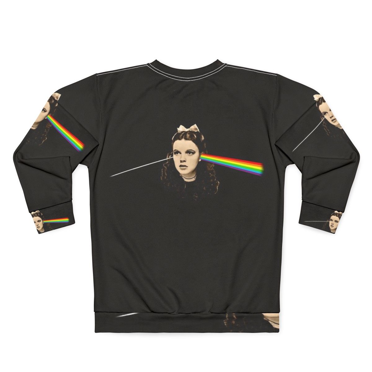 Dark Side of the Rainbow Sweatshirt featuring Wizard of Oz characters and Pink Floyd logo - Back