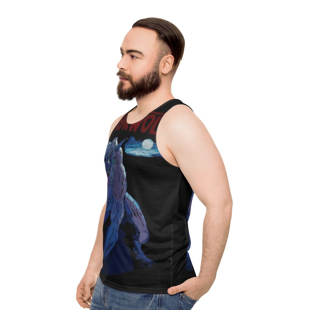 Retro 80s Werewolf Unisex Tank Top - men side