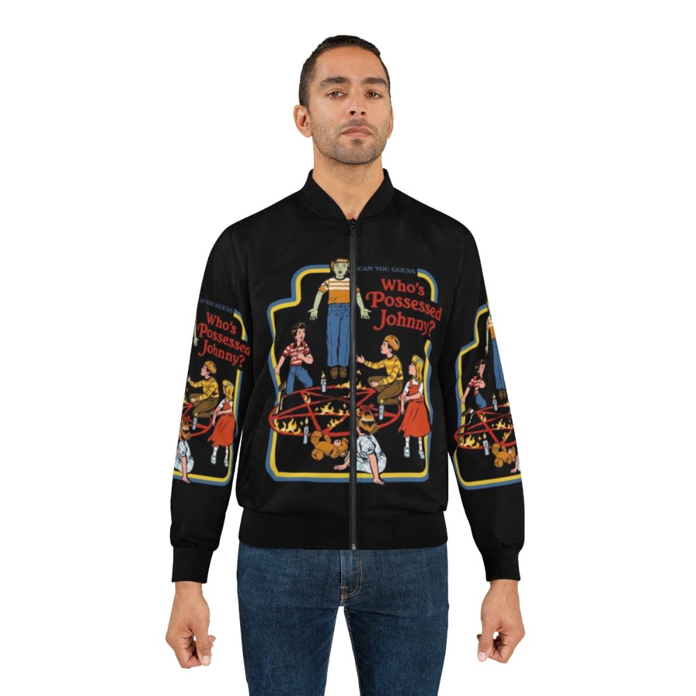 Retro bomber jacket featuring a funny occult parody design - Lifestyle