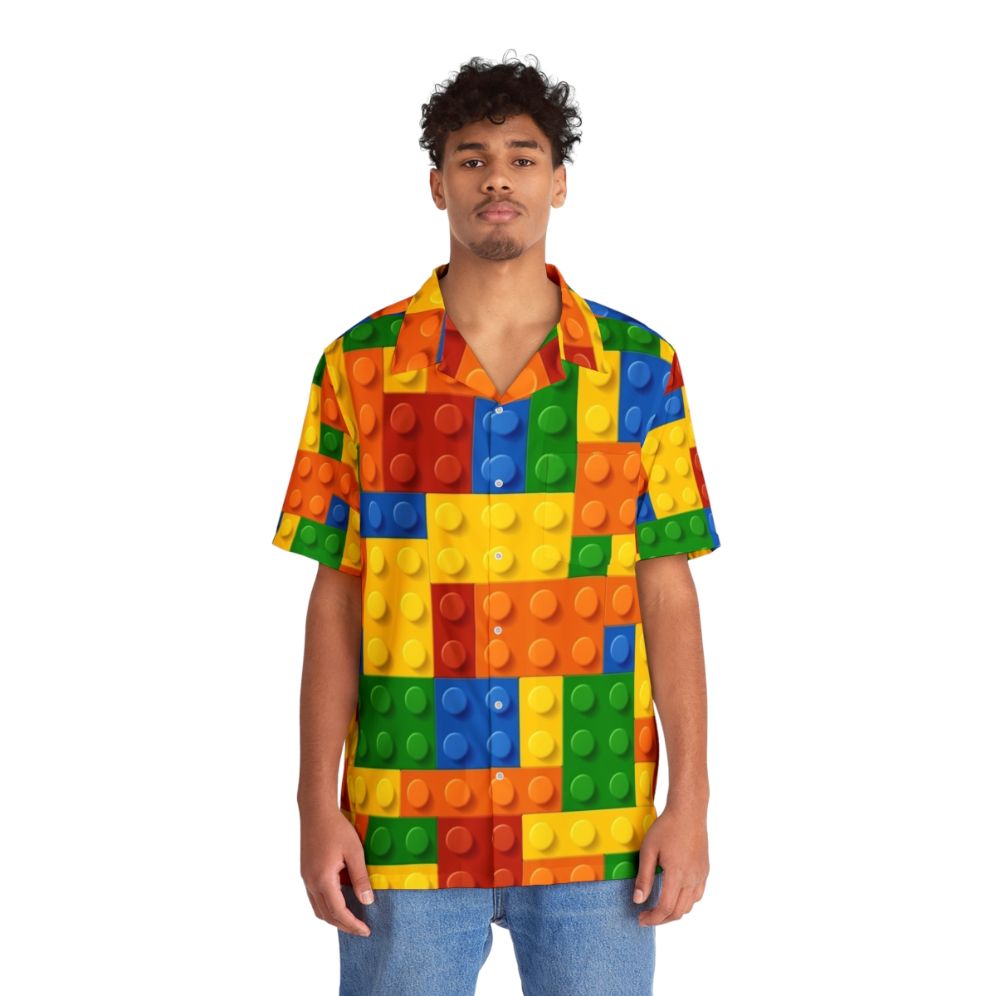 Lego-inspired building blocks Hawaiian shirt - People Front