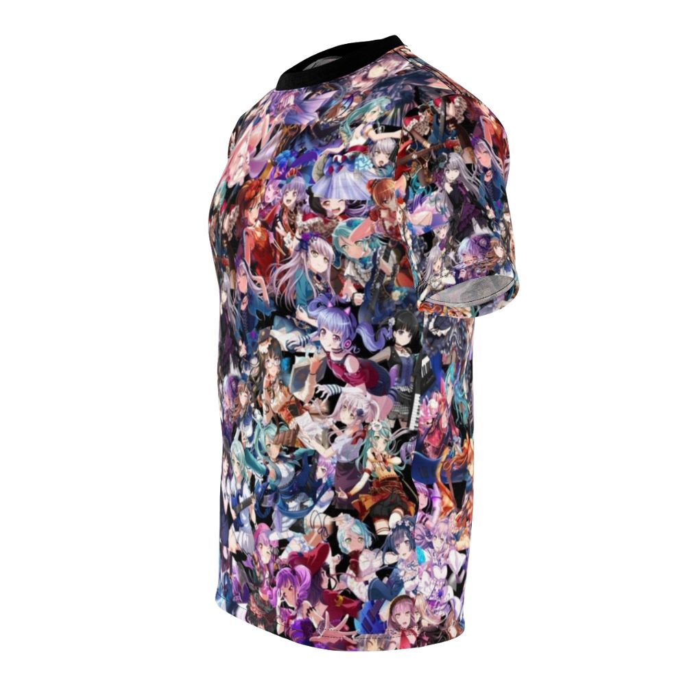 Anime-style illustration of the Roselia band from the Bang Dream franchise on a t-shirt - men left