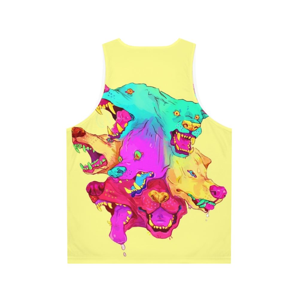 Pileup Unisex Tank Top with Colorful Monster Teeth Graphic - Back