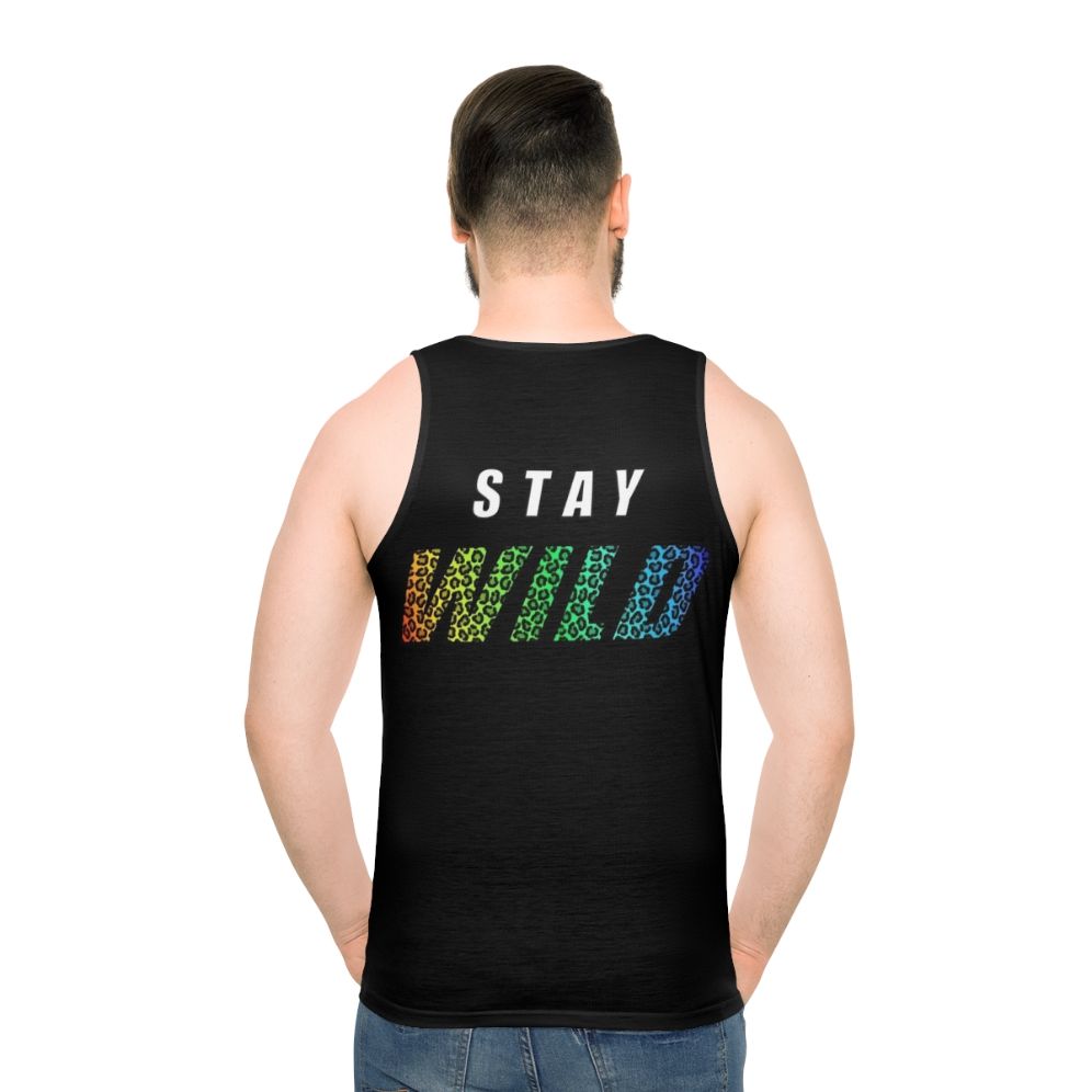 Stay Wild Unisex Tank Top with Ben Azelart Design - men back