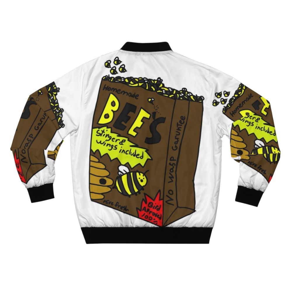 Bees bomber jacket with a humorous bumblebee design - Back