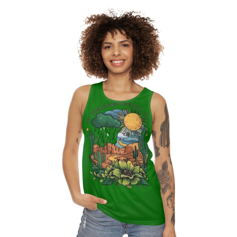 Floral unisex tank top with nature inspired design - women