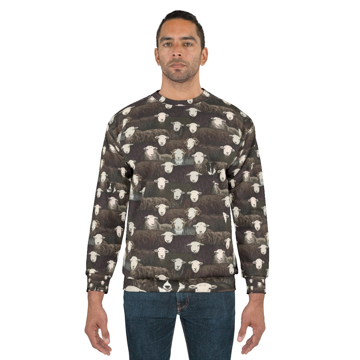 Herdwick Shepherd Sweatshirt with Border Collie Pattern - men