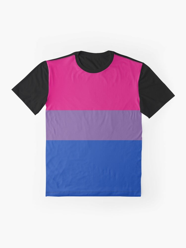 Bisexual pride flag graphic on a white t-shirt - Flat lay