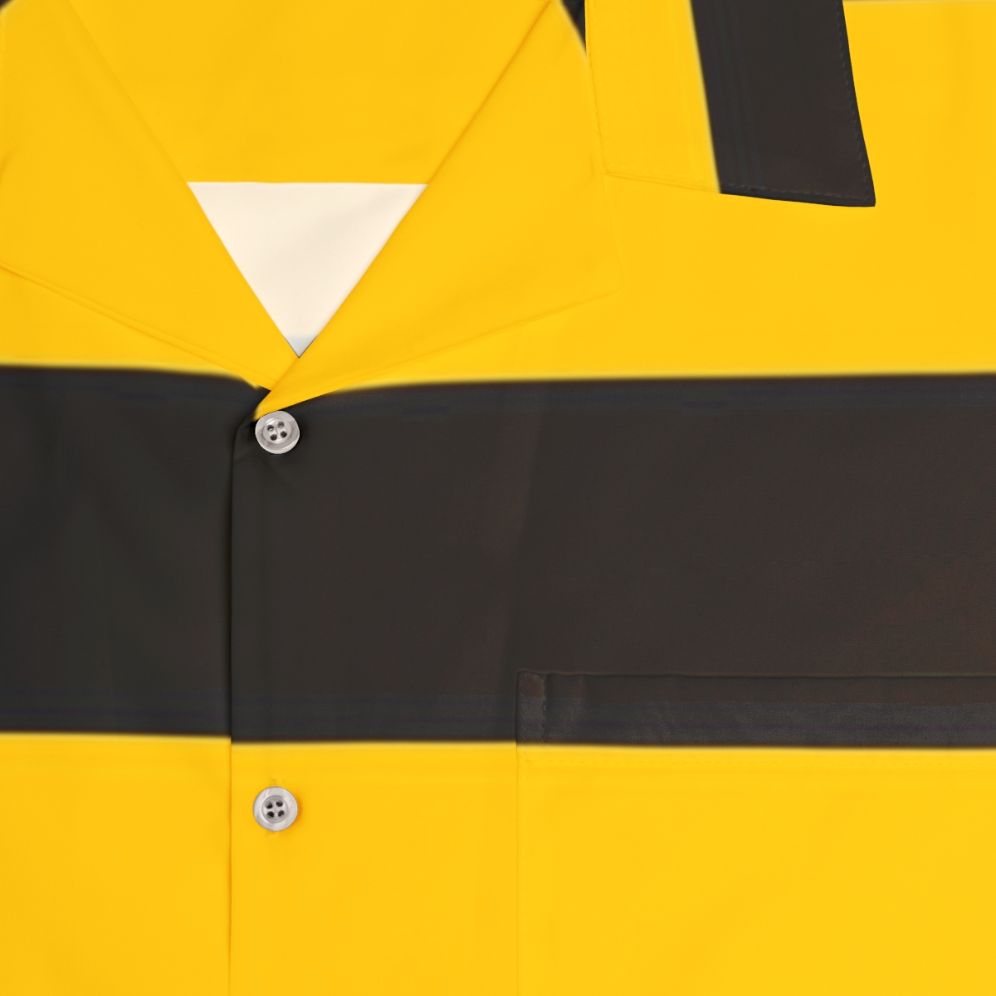 Bees Yellow Black Stripes Hawaiian Shirt - Detail