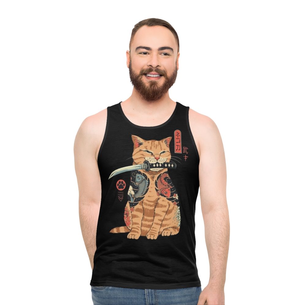 Catana Unisex Tank Top with Japanese-Inspired Cat Design - men