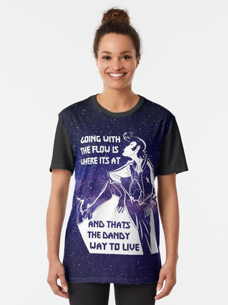 Space Dandy graphic t-shirt with an anime-inspired sci-fi design - Women