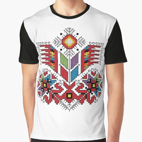 Traditional Bulgarian tree of life motif graphic t-shirt design