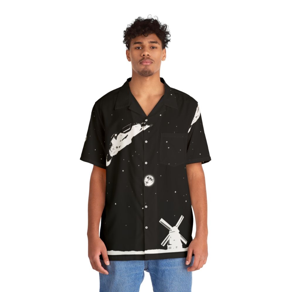 Rocinante2 Hawaiian Shirt with sci-fi inspired windmill and space design - People Front