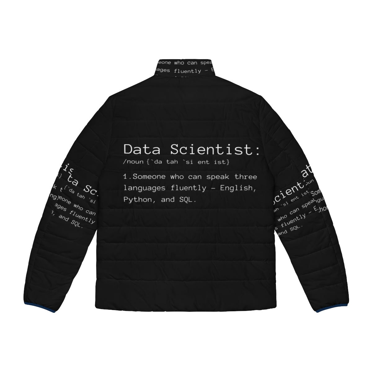 Data Scientist Definition Puffer Jacket - Warm and stylish outerwear for data professionals - Back