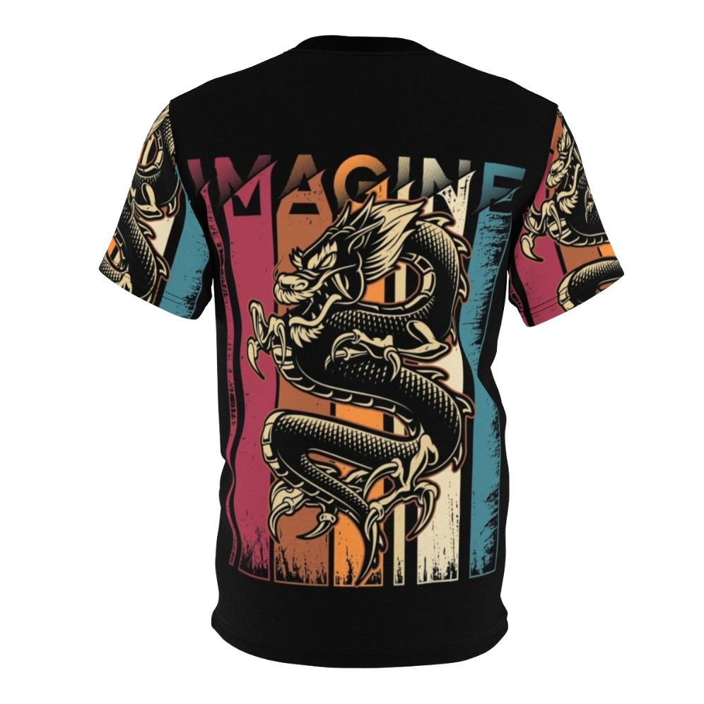 Vintage-style t-shirt featuring a cool dragon graphic design inspired by the music band Imagine Dragons - Back