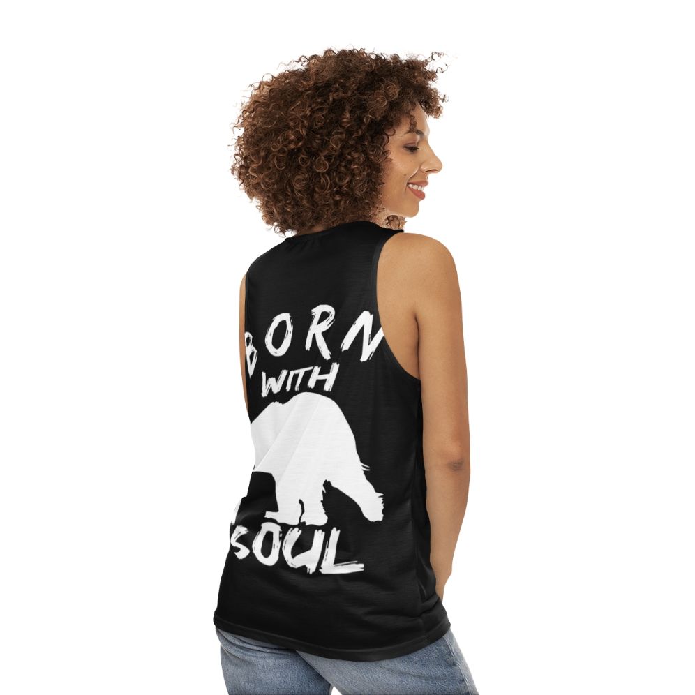 Unisex tank top with bear soul design - women back