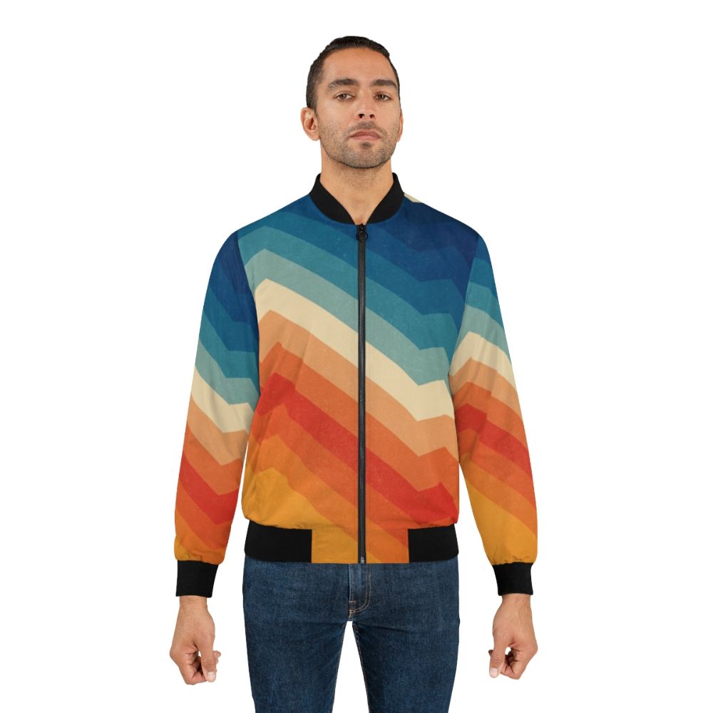 Retro geometric bomber jacket in vibrant colors - Lifestyle