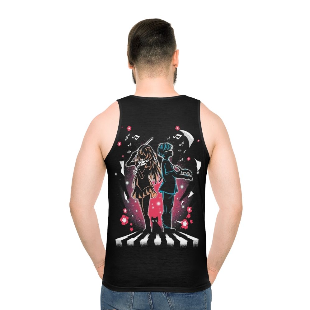 Anime tank top featuring characters from the popular anime series "Your Lie in April" - men back